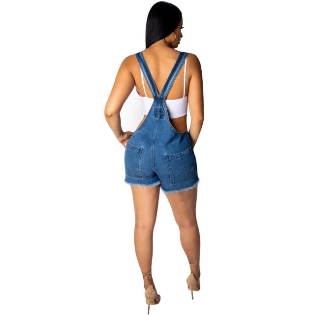 Blue Jeans Costume Hip Pop Denim Overalls For Women PQQM3668