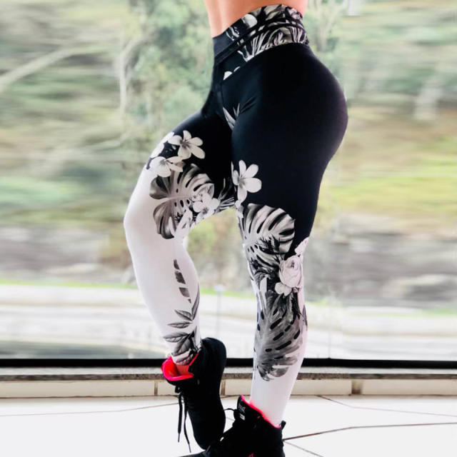 Floral Color Yoga Leggings Sexy Lift Butts Fitness Pants PQHY437