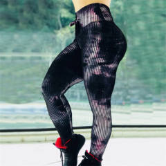 Female Yoga Outfits Sexy Stripe Printed Fitness Leggings Active Sport Wear PQHY302B