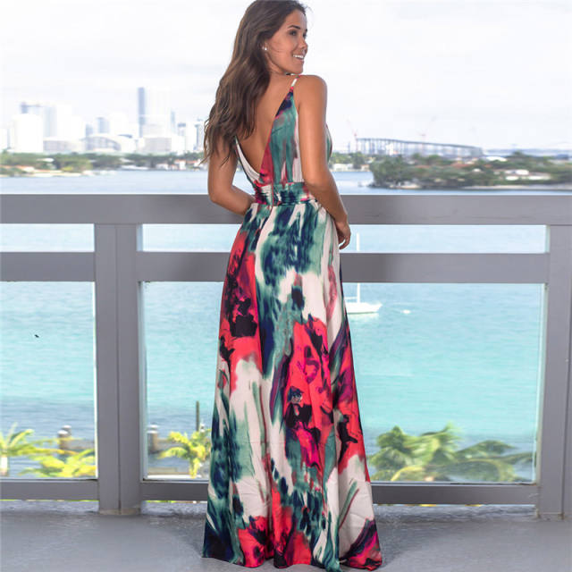 Female Boho Dress Sleeveless Floral Printed Casual Dresses PQ22835D