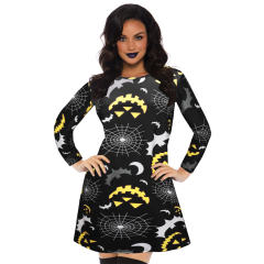 Halloween Mini Dresses For Women Crew Neck Break Clothes PQX013