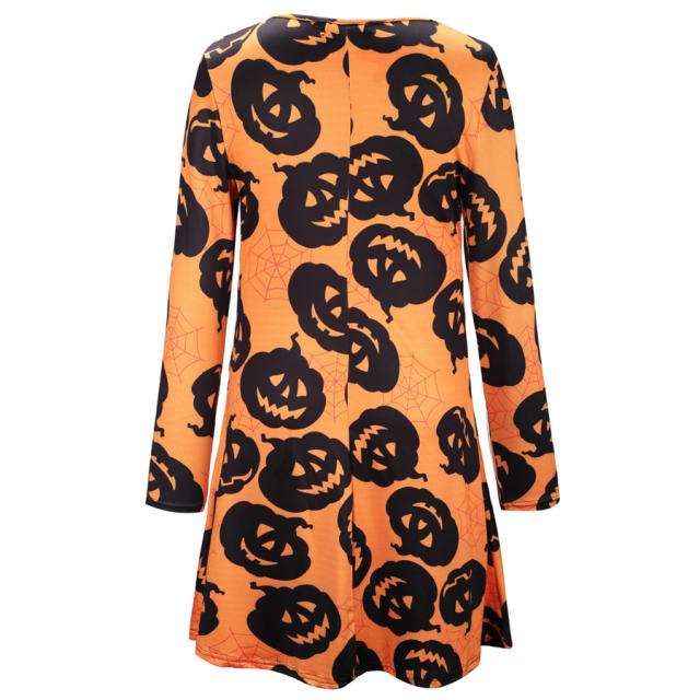 Halloween Mini Dresses For Women Crew Neck Break Clothes PQX013
