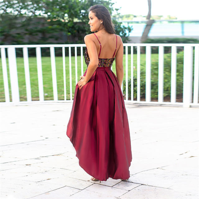 Spaghetti Strap Sequin Bridesmaid Dresses Wedding Banquet Evening Dress PQH2011A  [OUT OF STOCK]