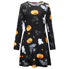 Halloween Theme Sexy Dress for Women Pumpkin Print Mini Dress PQX016