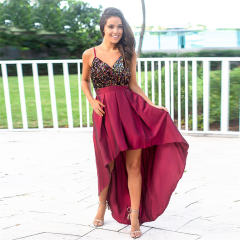 Spaghetti Strap Sequin Bridesmaid Dresses Wedding Banquet Evening Dress PQH2011A  [OUT OF STOCK]