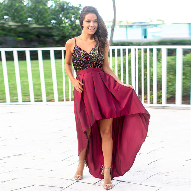 Spaghetti Strap Sequin Bridesmaid Dresses Wedding Banquet Evening Dress PQH2011A  [OUT OF STOCK]