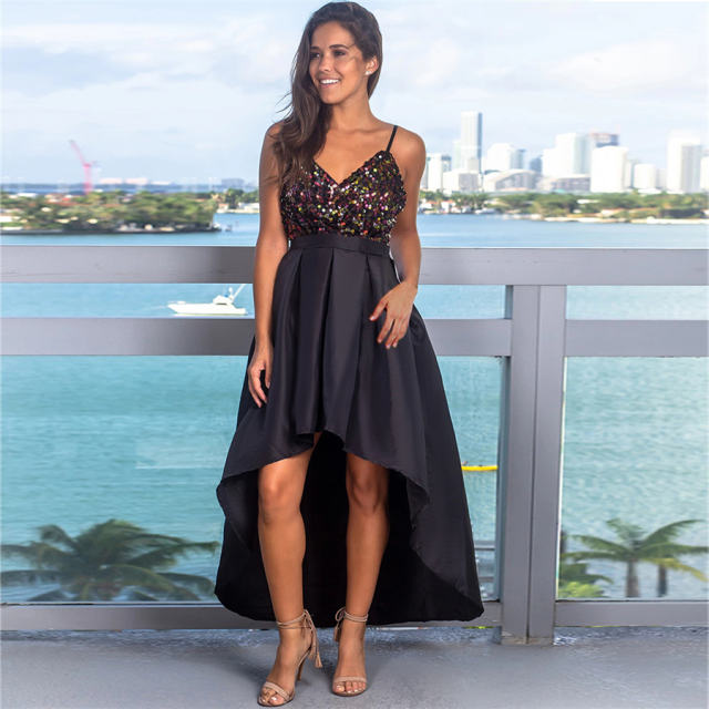 Spaghetti Strap Sequin Bridesmaid Dresses Wedding Banquet Evening Dress PQH2011A  [OUT OF STOCK]