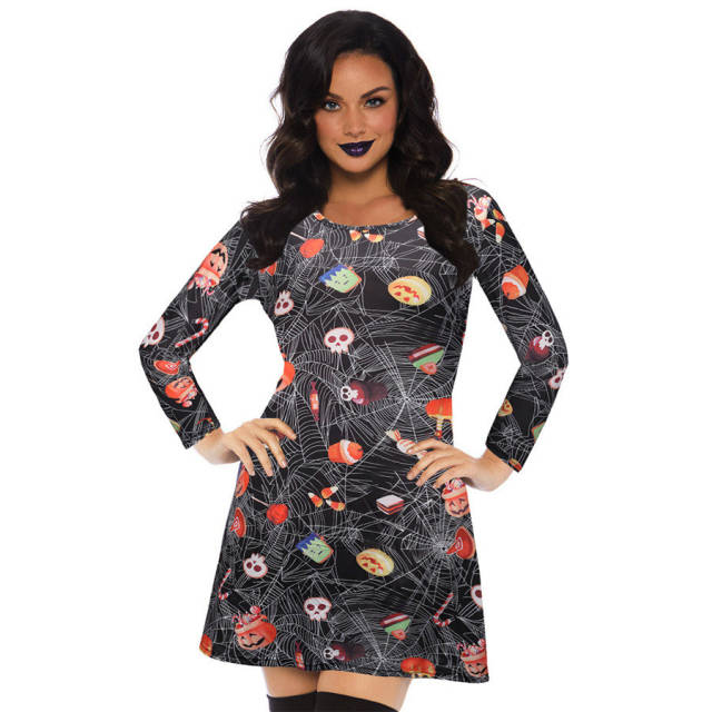 Halloween Style Casual Dresses Crew neck Women Slim Fashion Clothing PQX001