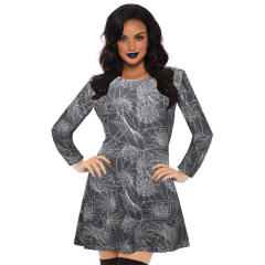 Halloween Mini Dresses For Women Crew Neck Break Clothes PQX013