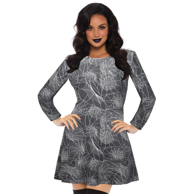 Halloween Mini Dresses For Women Crew Neck Break Clothes PQX013