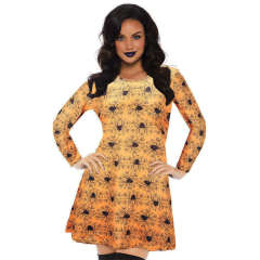 Fashion Printed Streetwear Halloween Crew Neck Mini Dress PQX037
