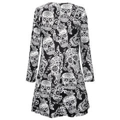 Fashion Printed Streetwear Halloween Crew Neck Mini Dress PQX037