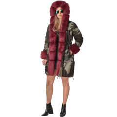 Faux Fur Clothing Long Sleeve Trench Coats Camouflage Jacket PQ19D013