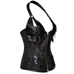 Plus Size Brown and Black Palace Corset Halter Gothic Bustier PQT8407A