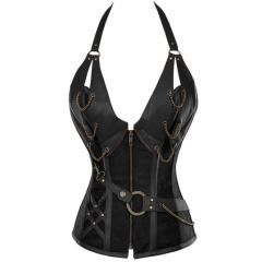 Plus Size Brown and Black Palace Corset Halter Gothic Bustier PQT8407A