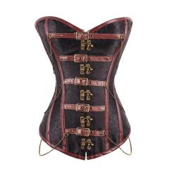 European Court Buckle Bandage Waist Trainer Espartilho Corpete Coreselet PQT8437