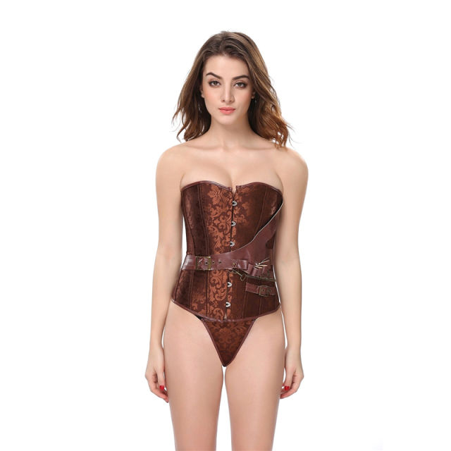 Sexy Vinyl Lace-Up Korset Steampunk Super Size Corselet For Women PQT8406A