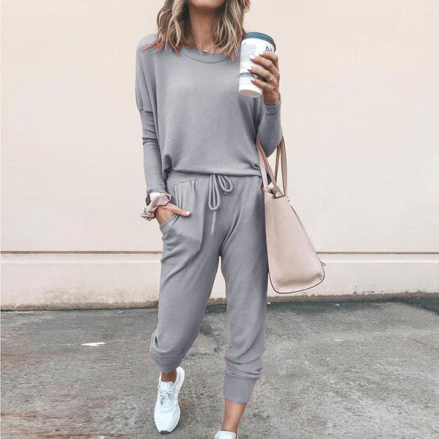 Black Autumn Winter Tracksuit Loose Long Sleeved Casual Suit PQOM9126B
