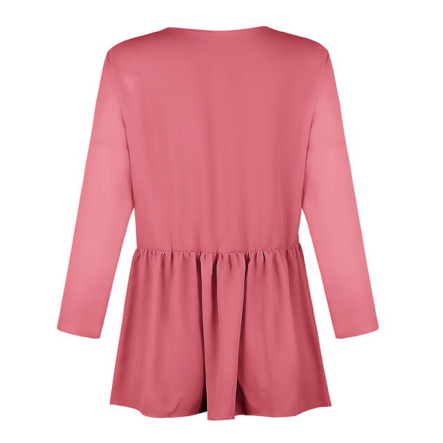 V-neck Tops for Women Fashion Solid Color Winter Shirt PQOM9152B