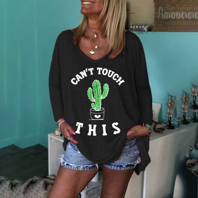 Long Sleeved Printed Winter Top Autumn Round Neck Casual T-shirt PQOM9137B