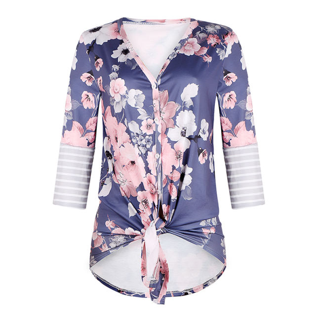 Winter Printed Shirt Casual Tops Autumn Cardigan For Women PQOM9132B