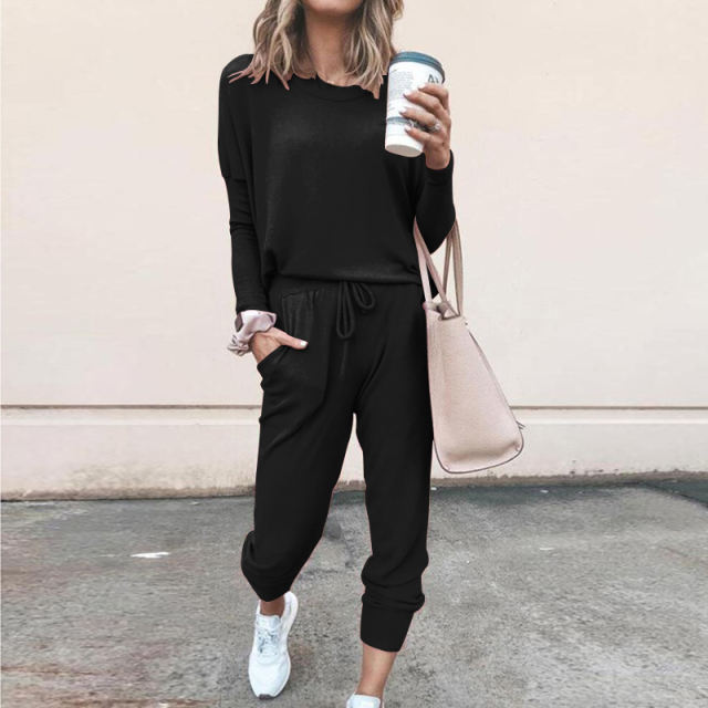 Dark Grey Autumn Winter Tracksuit Loose Long Sleeved Casual Suit PQOM9126C