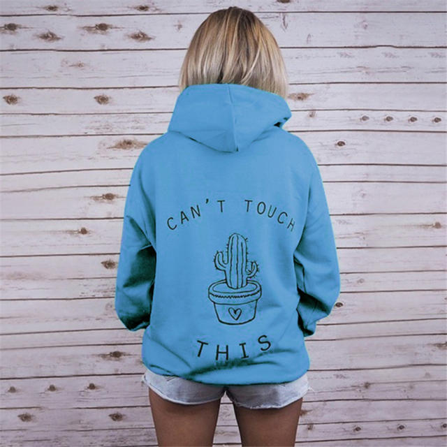 Long Sleeve Cactus Print Hoodies Autumn Winter Sweater for Women PQOM5053C