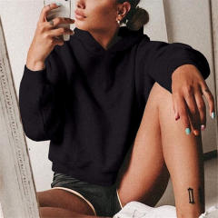 Long Sleeve Autumn Sweaters Solid Color Women Hoodies PQOM9055B