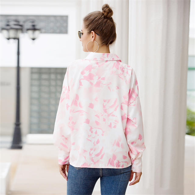 Long Sleeve Women Shirts Autumn Floral Print Casual Blouses PQOM9052C