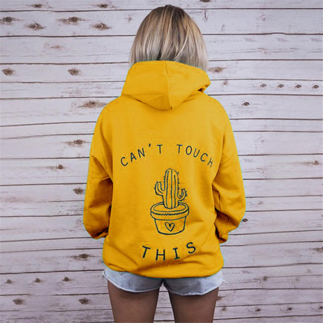 Cactus Print Tops Long Sleeve Hoodies Autumn Winter Sweater for Women PQOM5053D