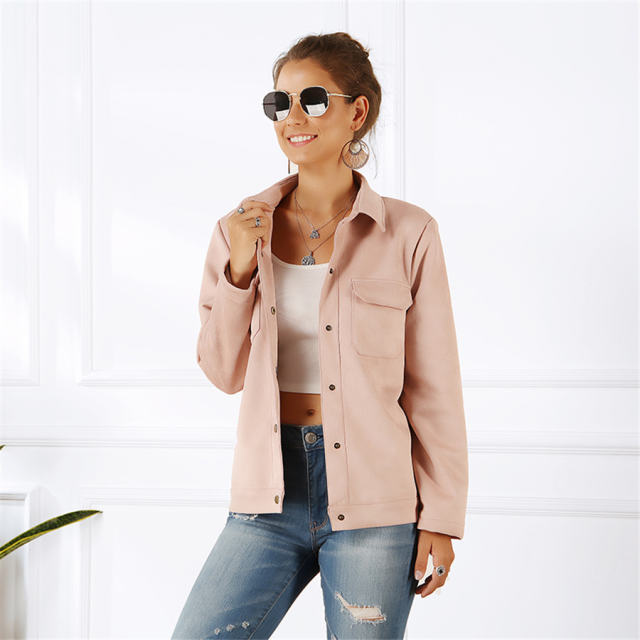 Autumn Casual Loose Coat Faux Suede Jacket for Women PQOM9083C