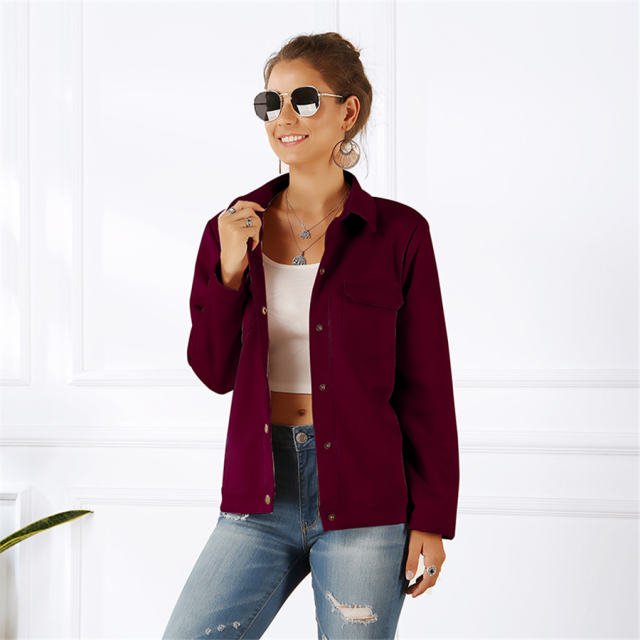 Faux Suede Coat for Women Autumn Casual Loose Jacket PQOM9083A