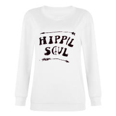 Loose Round Neck Hoodies for Women Long Sleeve Printed Sweaters PQOM9085