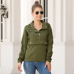 Winter Loose Casual Tops Autumn Zipper Hooded Jacket PQOM9105C