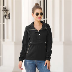 Winter Loose Casual Tops Autumn Zipper Hooded Jacket PQOM9105C