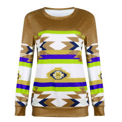 Loose Round Neck Printed Sweatshirt Autumn Long Sleeve Tops PQOM9173