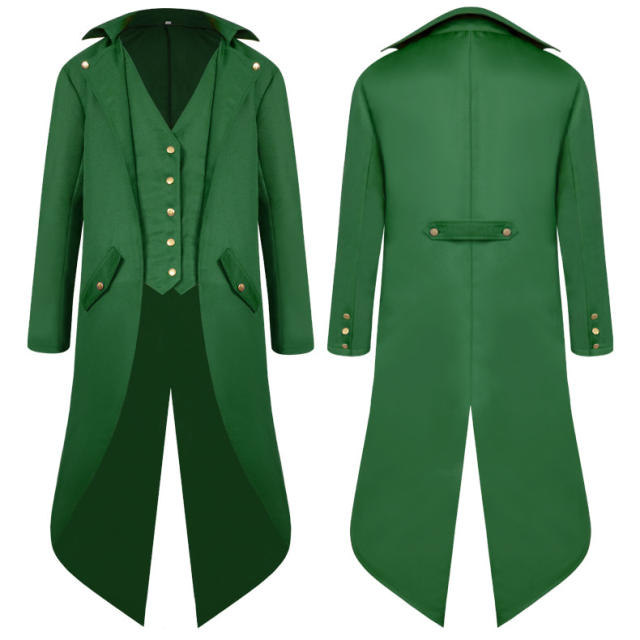 Dark Knight Clown Uniform Men's Long Coat Punk Retro Tuxedo PQMY006B