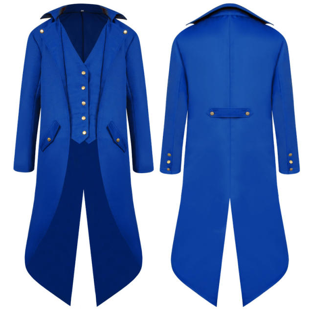 Punk Retro Tuxedo Dark Knight Clown Uniform Men's Long Coat PQMY006A