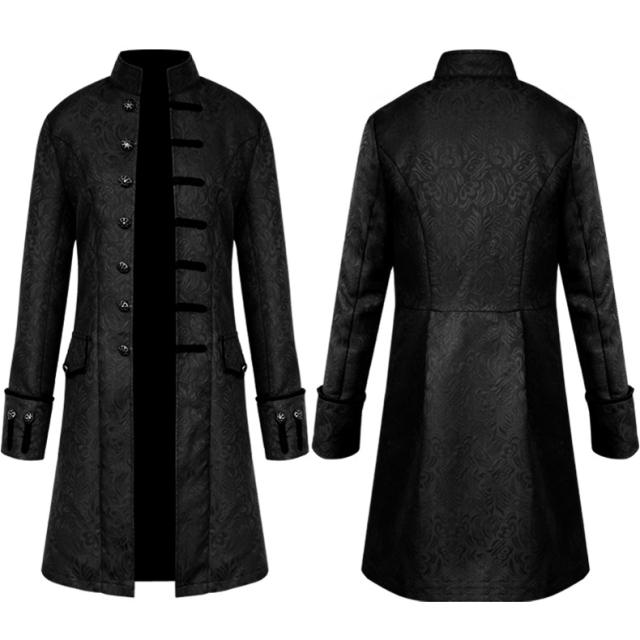 Stand Collar Jacquard Uniform Medieval Prince Costume Steampunk Vintage Coat PQMY004B