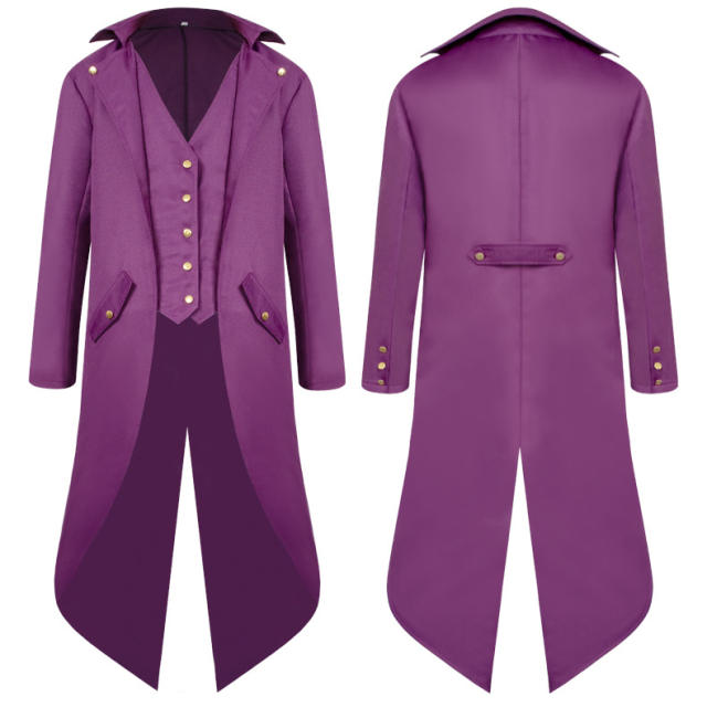 Punk Retro Tuxedo Dark Knight Clown Uniform Men's Long Coat PQMY006A