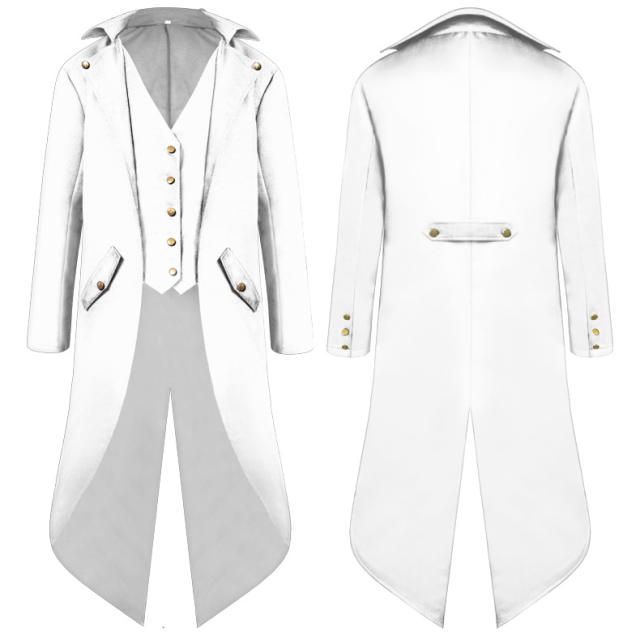 Cartoon Movie Theme Costume Men's Long Coat Punk Retro Tuxedo PQMY006D
