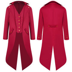 Punk Retro Tuxedo Dark Knight Clown Uniform Men's Long Coat PQMY006A