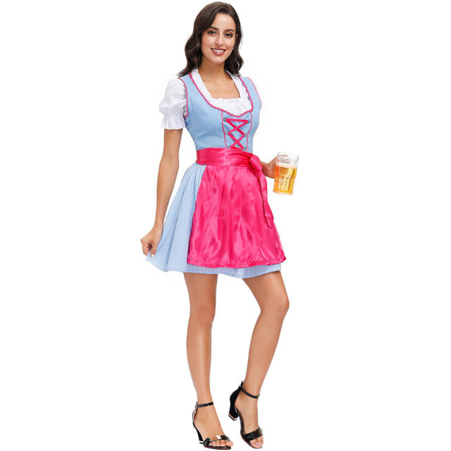 Halloween Beer Girl Costume Stage COS Dress Bavarian Oktoberfest Costume PQMR7106