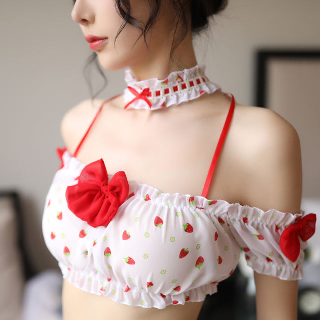 Cute Princess Sleepwear Japanese Strawberry Print Lingerie PQAR5127