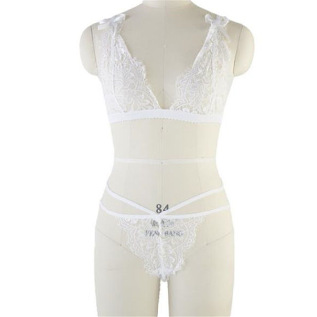 White Sexy Sheer Eyelace Bra Sets Erotic Lingerie for Women PQBS284