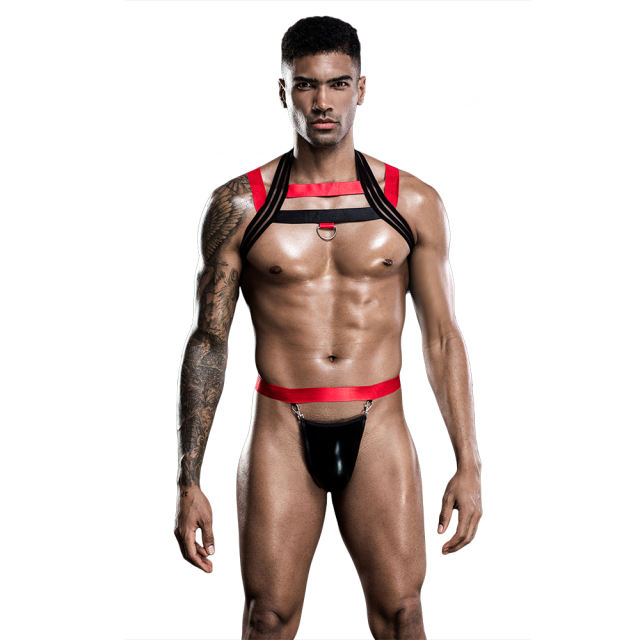 Men's Sexy Underwear Patent Leather Nightclub Midnight Charm Tease Uniform PQ7258