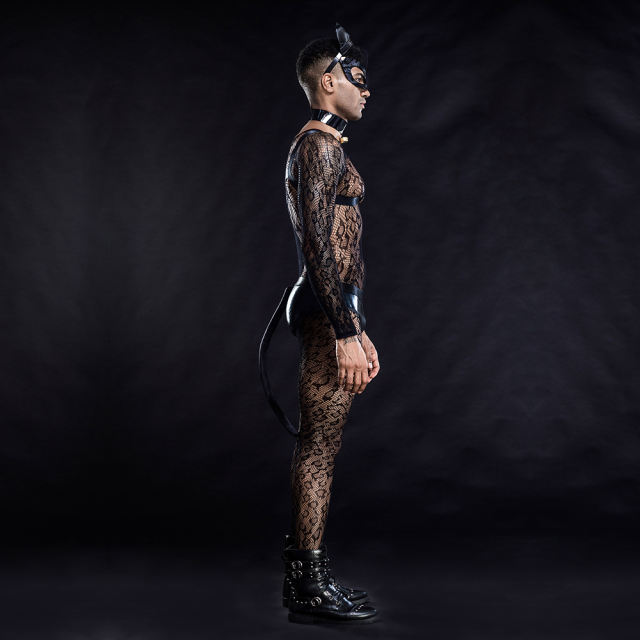 Cosplay Cat Man Costume Sexy Nightclub Mesh Perspective Performance Uniform PQ7219