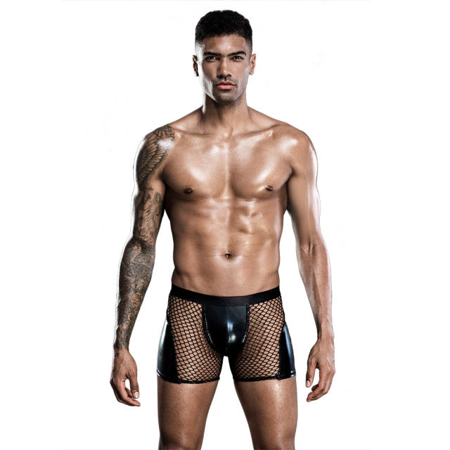 Men's Sexy Underwear Big Mesh U-convex Boxer Briefs Shorts PQ7266 ML-06