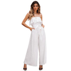 Summer Ruffled Tube Tops Wide Leg Trousers For Women PQLQ007A