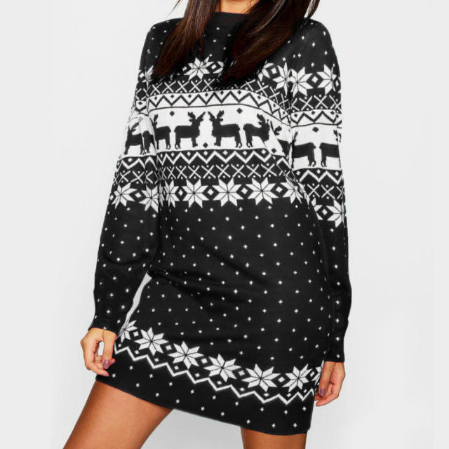 Ugly Christmas Casual Dress  Long Sleeve Women Winter Dress PQ22922A